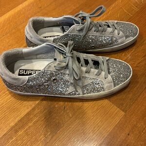 Silver Glitter Golden Goose